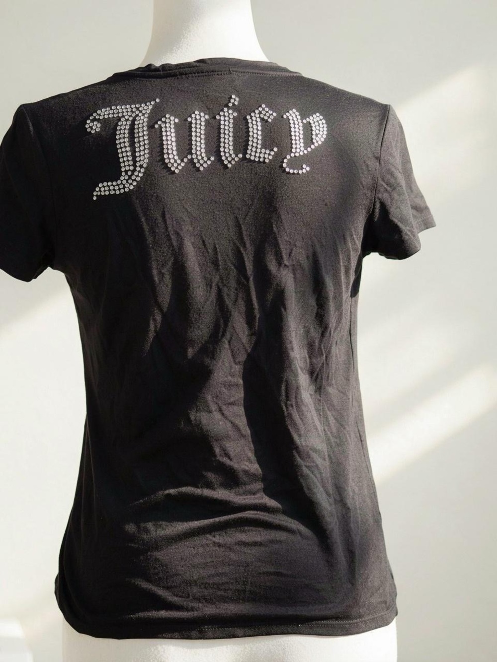 Y2k 2000s style Juicy Couture black rhinestone logo tee Size M
